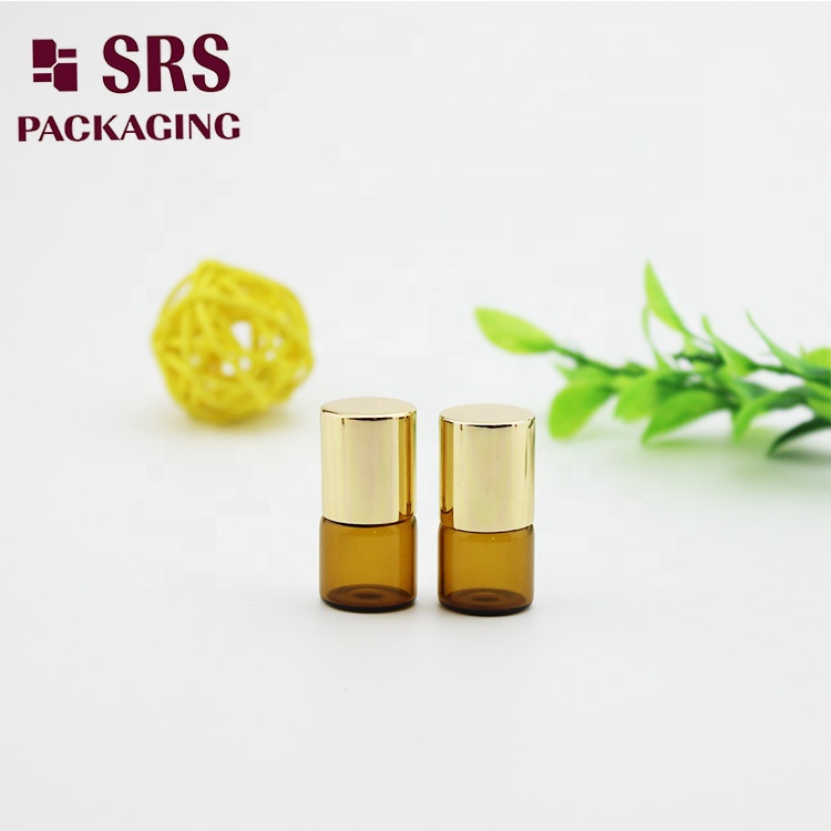 SRS Mini 1ml Amber Roller Perfume Glass Bottles Factory eye cream roller ball applicator tube cosmetic packaging