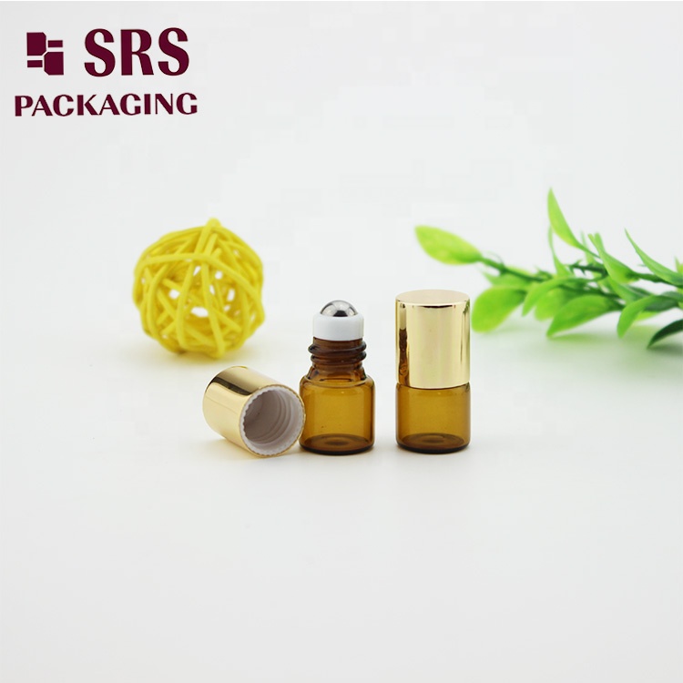 SRS Mini 1ml Amber Roller Perfume Glass Bottles Factory eye cream roller ball applicator tube cosmetic packaging