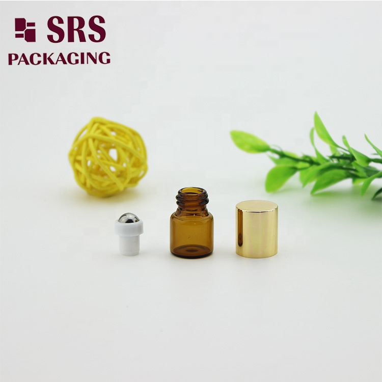 SRS Mini 1ml Amber Roller Perfume Glass Bottles Factory eye cream roller ball applicator tube cosmetic packaging