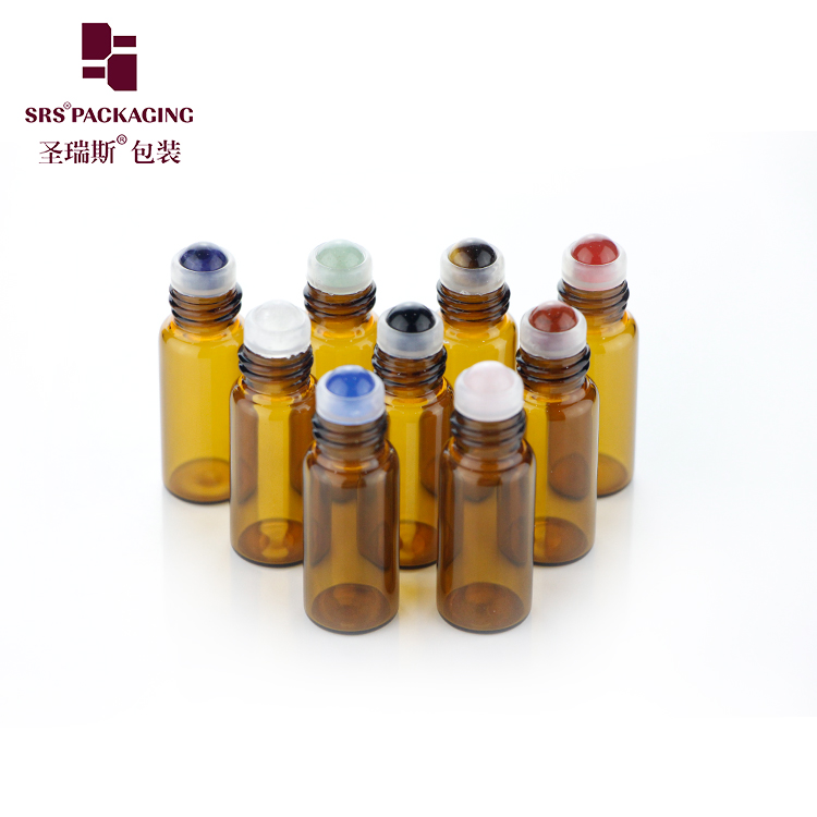 SRS amber empty roll on 3 ml mini bottle glass
