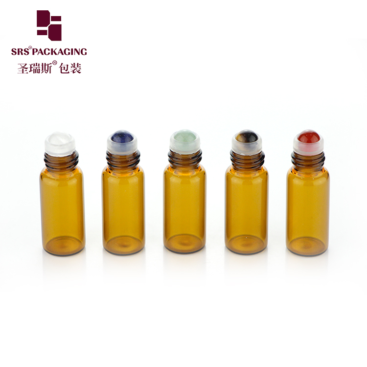 SRS amber empty roll on 3 ml mini bottle glass