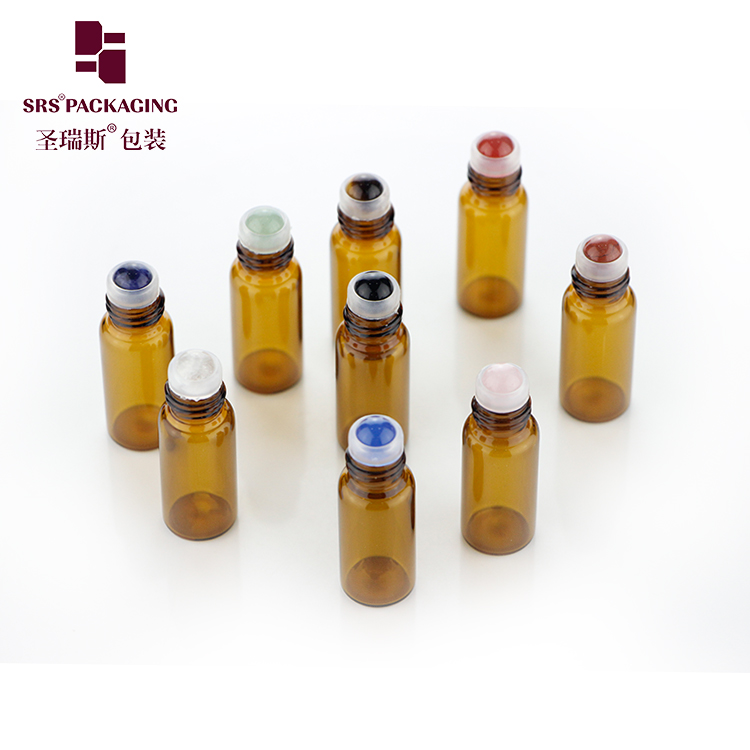 SRS amber empty roll on 3 ml mini bottle glass