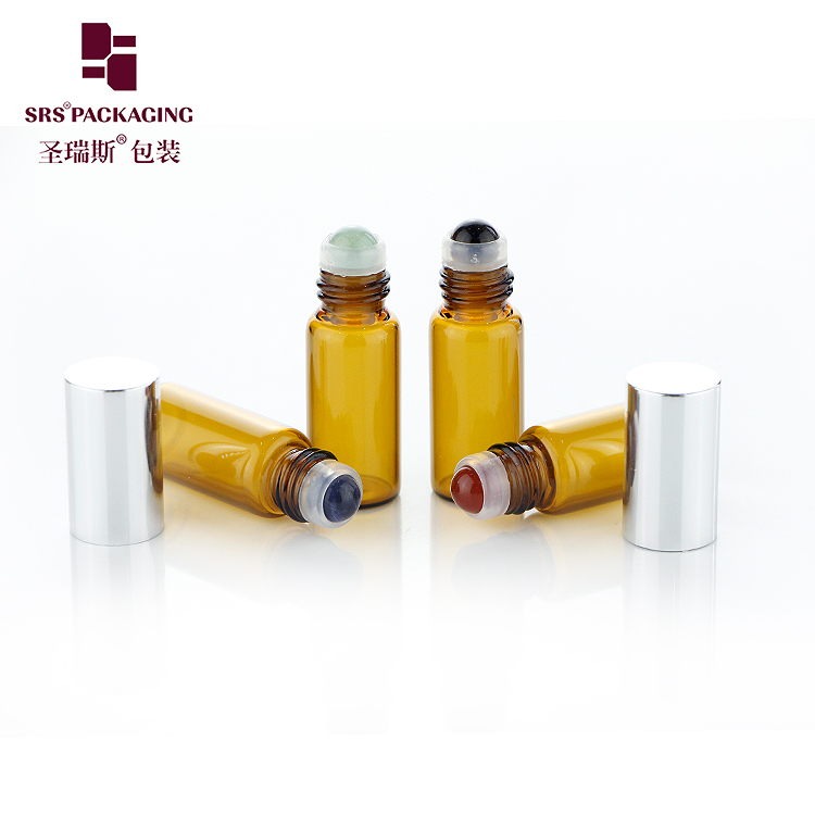 SRS amber empty roll on 3 ml mini bottle glass