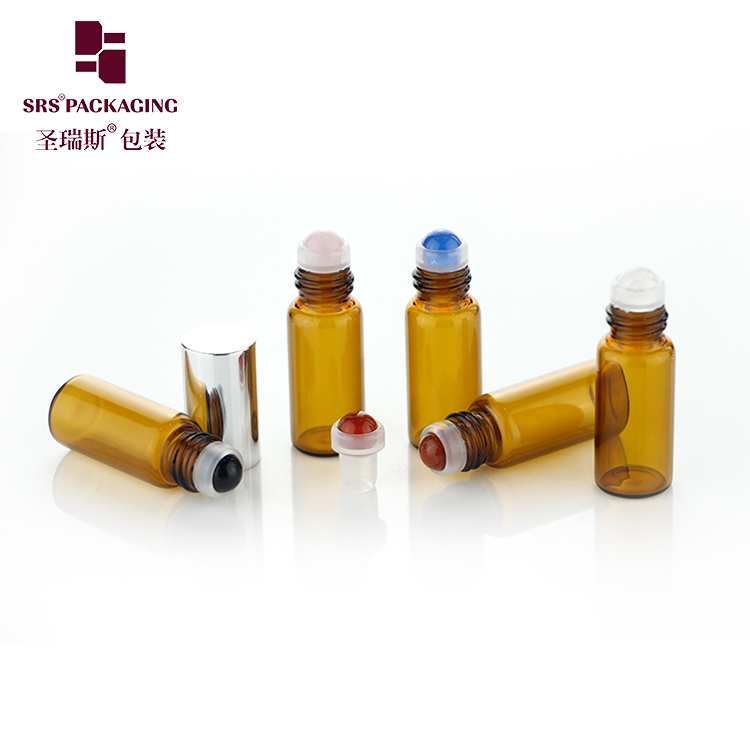 SRS amber empty roll on 3 ml mini bottle glass