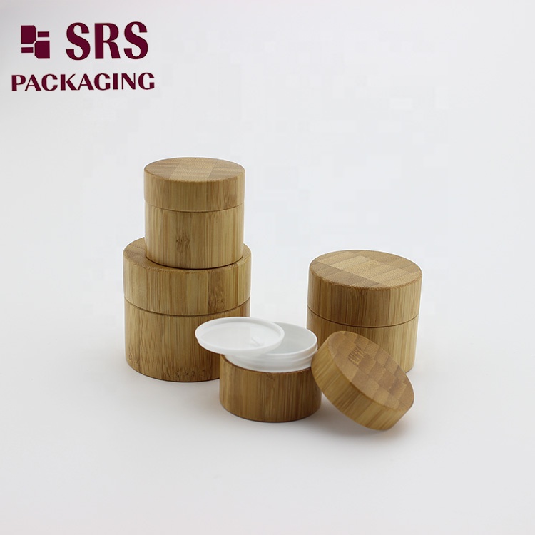 SRS empty wholesale 30g 50g cosmetic bamboo packaging bamboo cream jar