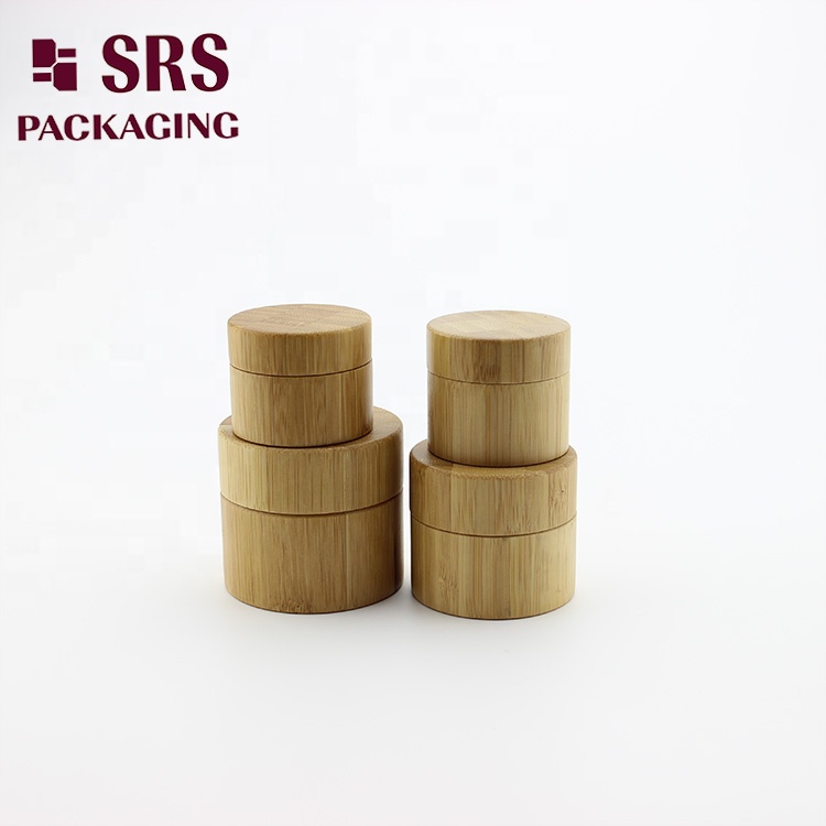 SRS empty wholesale 30g 50g cosmetic bamboo packaging bamboo cream jar