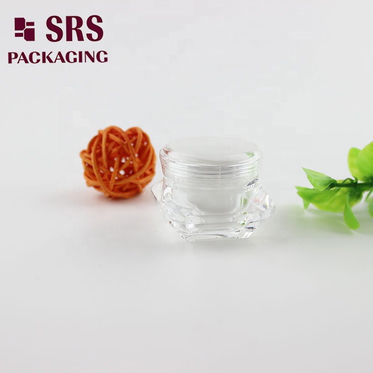 SRS factory supply high quality competitive price cosmetic packaging 5g 15g acrylic diamond shape white facial cream jar