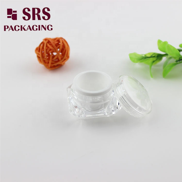 SRS factory supply high quality competitive price cosmetic packaging 5g 15g acrylic diamond shape white facial cream jar