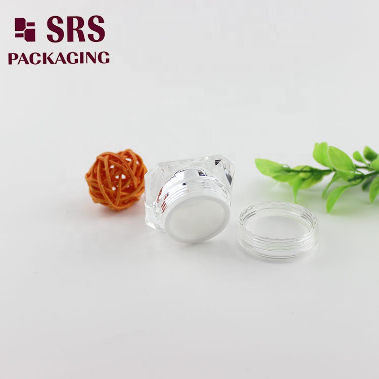 SRS factory supply high quality competitive price cosmetic packaging 5g 15g acrylic diamond shape white facial cream jar