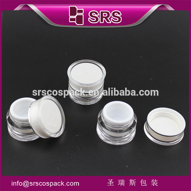 SRS luxury cheap clear color mini 5g acrylic cosmetic empty sample jar plastic