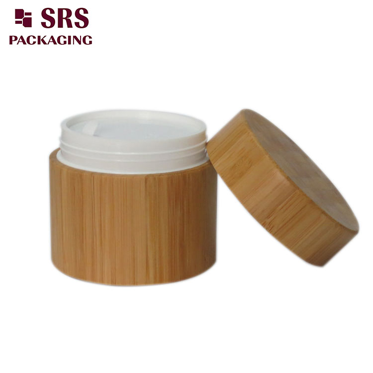 SRS natural empty cosmetic packaging bamboo jar for skincare