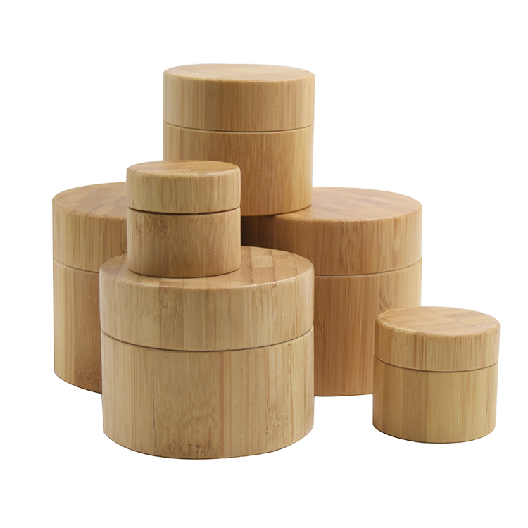 SRS natural empty cosmetic packaging bamboo jar for skincare