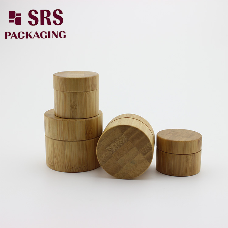 SRS natural empty cosmetic packaging bamboo jar for skincare