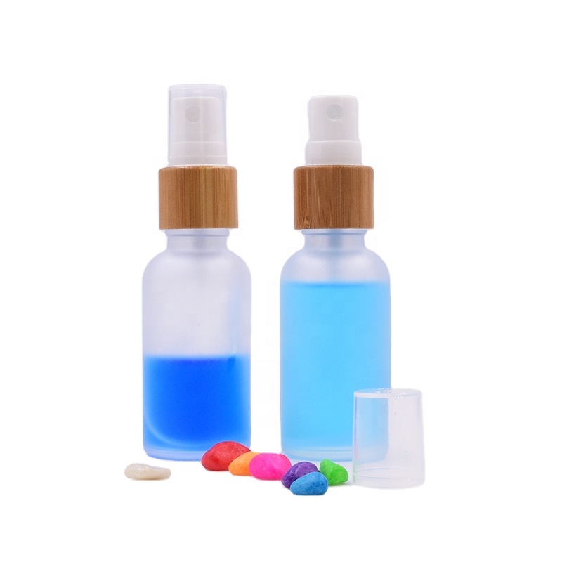 STOCK 30ml 50ml 100ml frosted white Perfume Bottles Empty Glass Mist Spray Bottles Dispenser Atomizer with bamboo pump sprayer