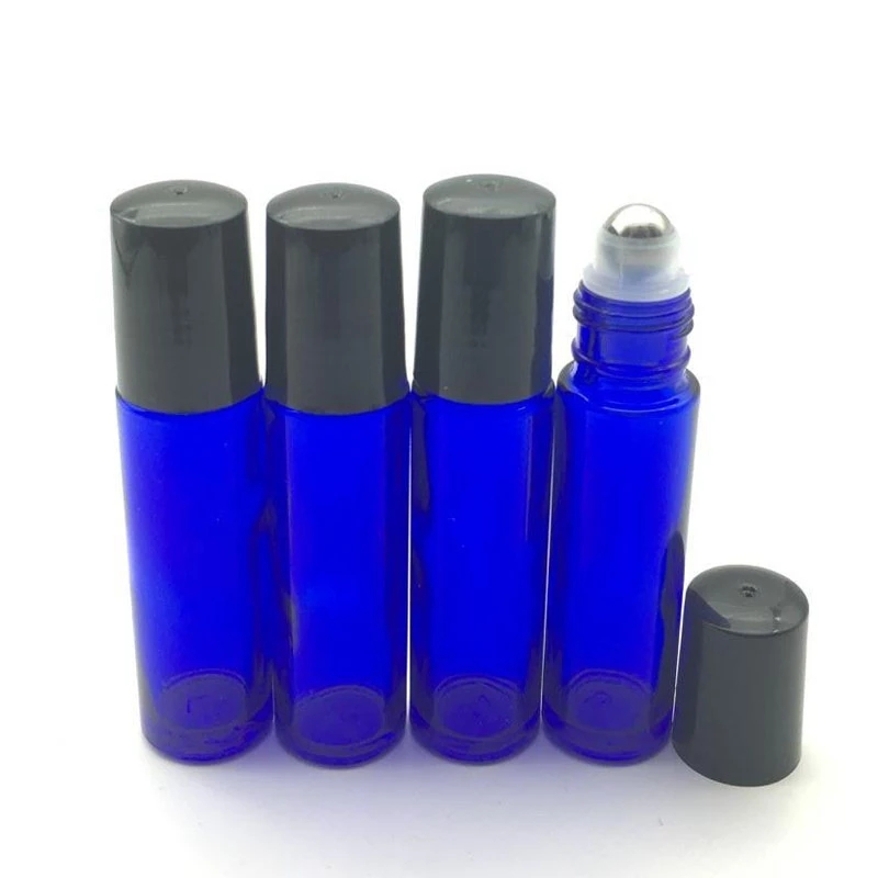 STOCK Blue 10ml Roll On Glass Bottle Empty Fragrance Perfume Essential Oil Bottle
