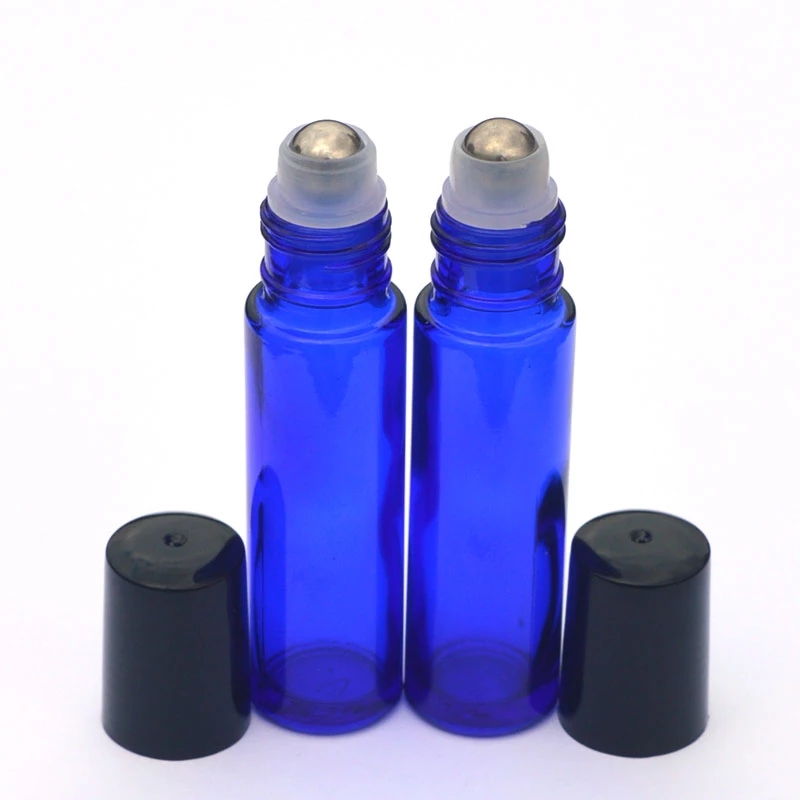 STOCK Blue 10ml Roll On Glass Bottle Empty Fragrance Perfume Essential Oil Bottle