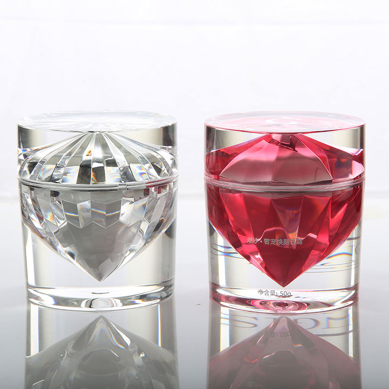 STOCK Luxury 50g Diamond shape design clear round empty face cream jar for Cosmetic packaging
