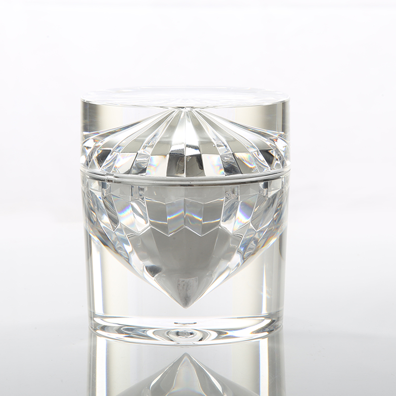 STOCK Luxury 50g Diamond shape design clear round empty face cream jar for Cosmetic packaging