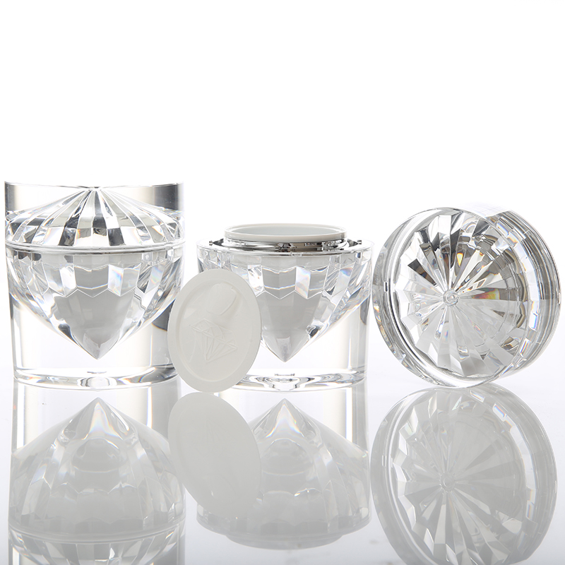STOCK Luxury 50g Diamond shape design clear round empty face cream jar for Cosmetic packaging