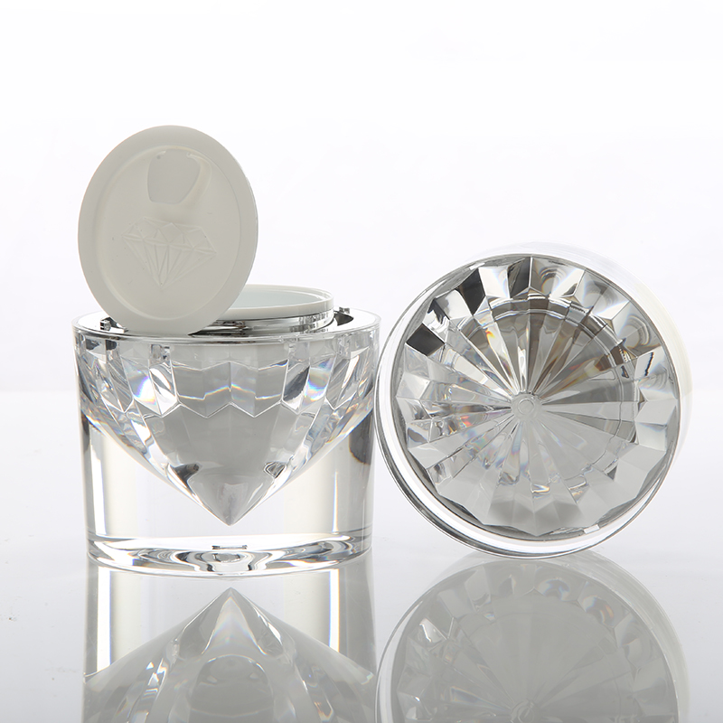 STOCK Luxury 50g Diamond shape design clear round empty face cream jar for Cosmetic packaging