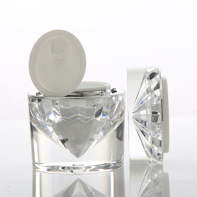 STOCK Luxury 50g Diamond shape design clear round empty face cream jar for Cosmetic packaging