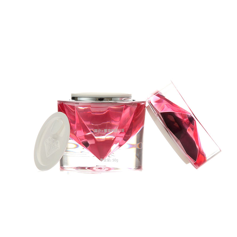 STOCK Luxury 50g Diamond shape design clear round empty face cream jar for Cosmetic packaging