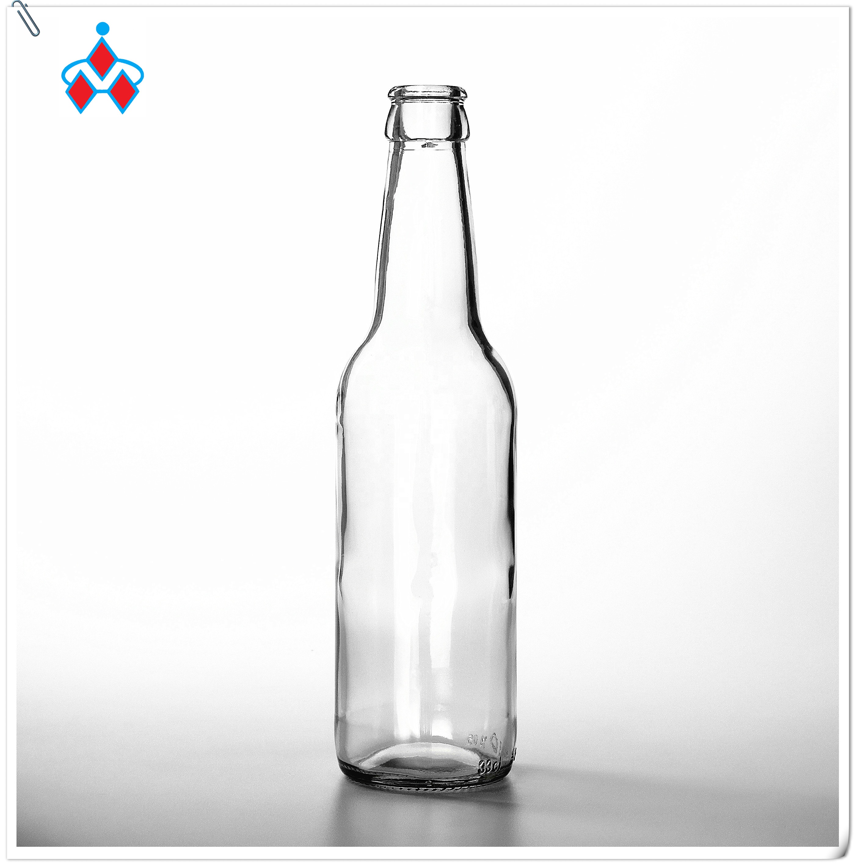 STOCK Most popular clear drink 330ml transparent glass beer bottle