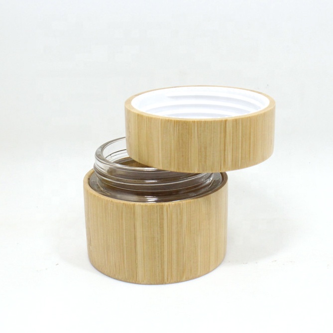 STOCK cosmetic packaging 100g body cream glass jars full bamboo package