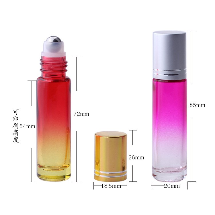 STOCK rainbow color 10ml Gemstone fragrance glass roll on roller bottle with cap for essential oil perfume