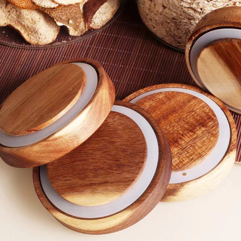 Safety for food 2021 hot sell borosilicate kitchen storage glass jar with bamboo and wood lid