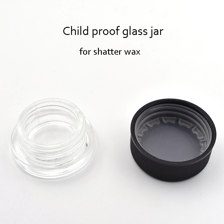 Safety seal CBD shatter Wax containers glass jar with child proof cap for 1g 3g 5g