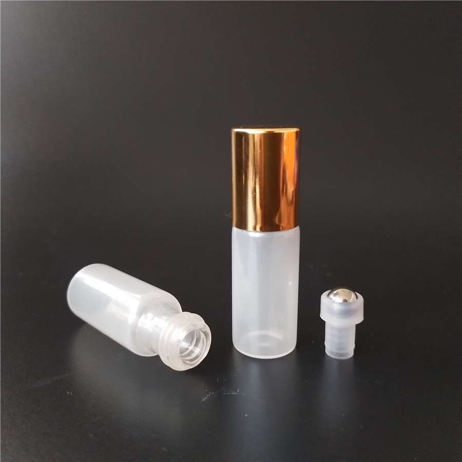 Sale 3 ml 5 ml 10ml elegant coloured Glass Roll On vials and Gold Aluminum Cap with Stainless Steel Roller Ball