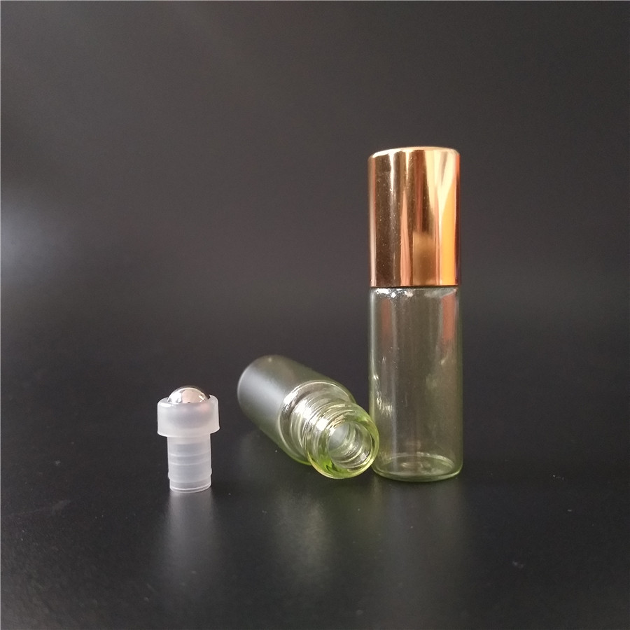 Sale 3 ml 5 ml 10ml elegant coloured Glass Roll On vials and Gold Aluminum Cap with Stainless Steel Roller Ball