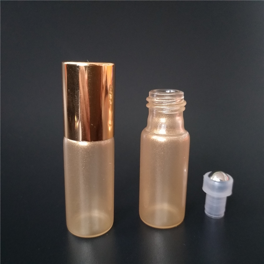 Sale 3 ml 5 ml 10ml elegant coloured Glass Roll On vials and Gold Aluminum Cap with Stainless Steel Roller Ball