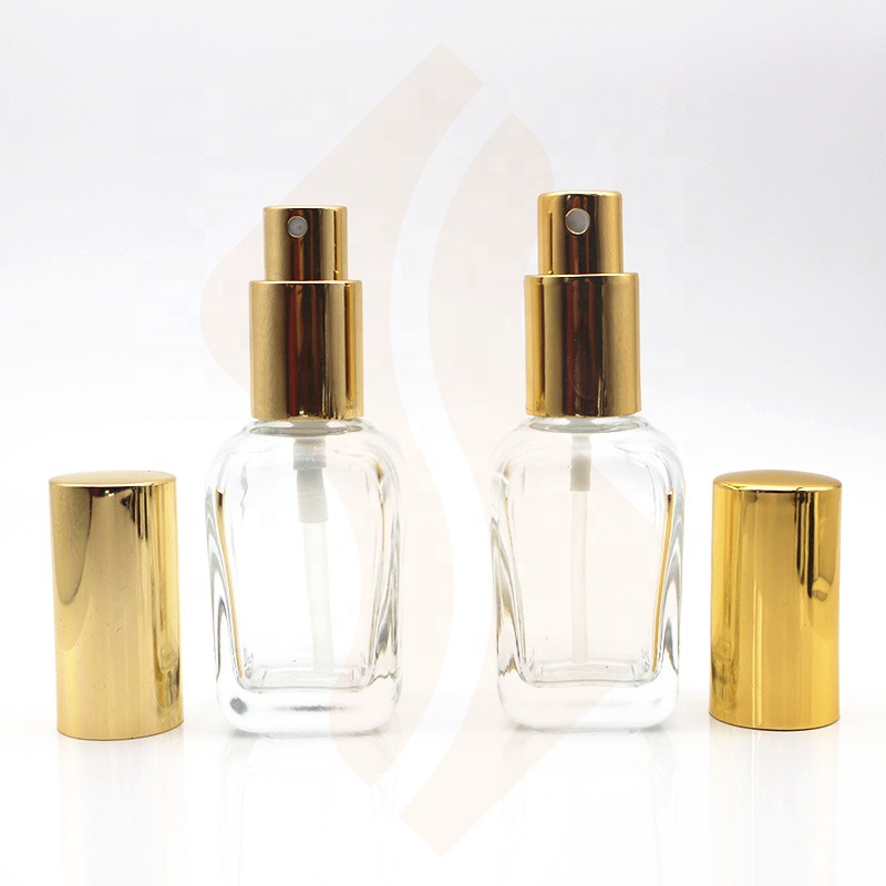 Sale 30ml 50ml 100ml clear Square Glass Spray Bottle Lotion Bottle for essential oil