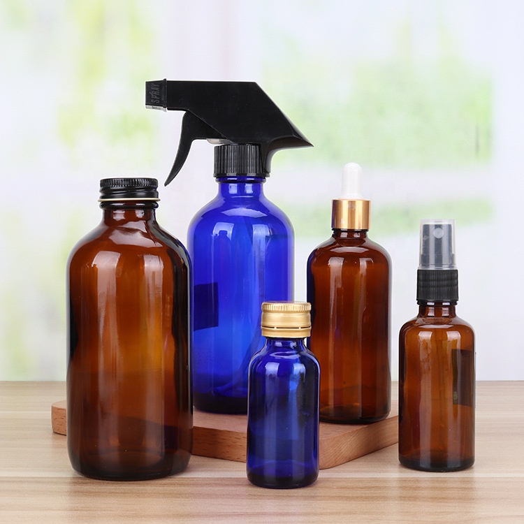 Sale1oz 2oz 4oz 8oz 16oz 32oz 375ml 750ml 1000ml Amber Boston Round Glass Bottles