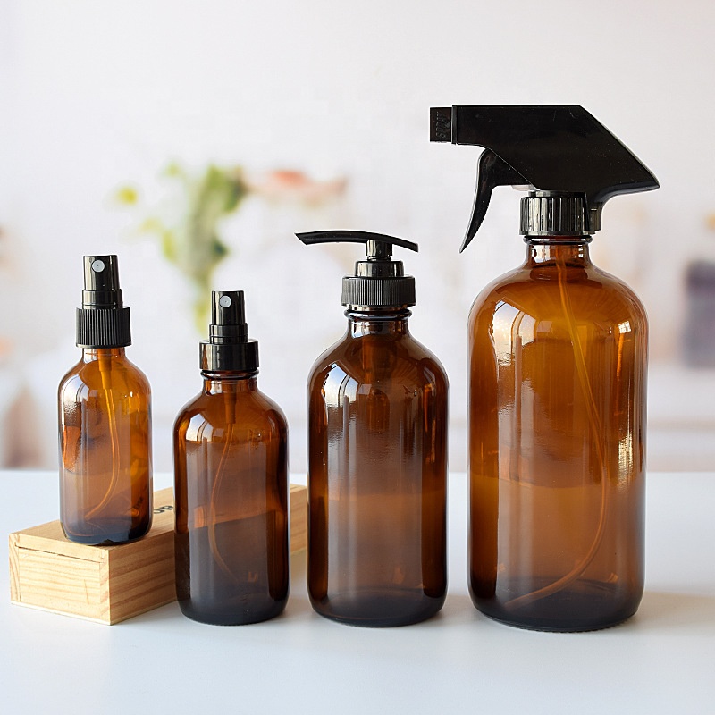 Sale1oz 2oz 4oz 8oz 16oz 32oz 375ml 750ml 1000ml Amber Boston Round Glass Bottles
