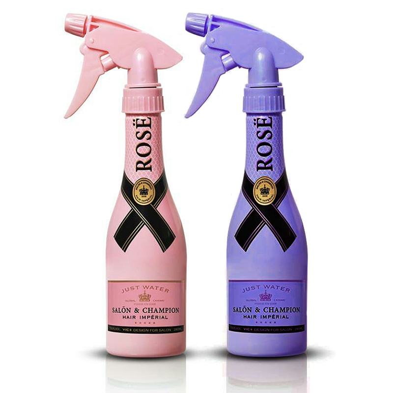 Salon professional champagne plastic fine mist spray bottle wet mist spray bottle