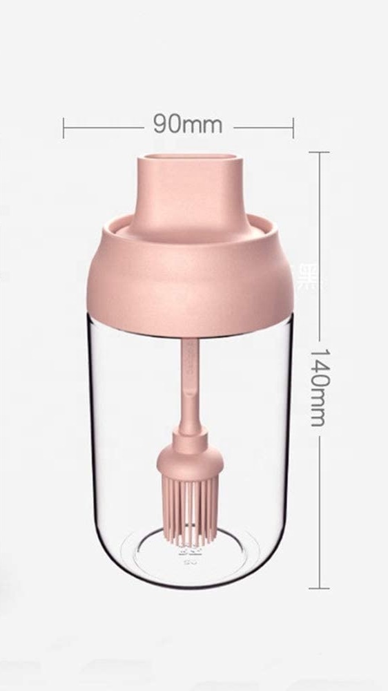 Salt Sugar Glass Storage Container Olive Oil Bottle 250ml with Brush and Spoon for Kitchen