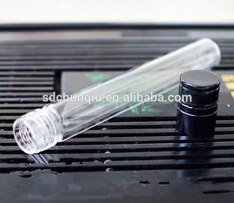 Sample 100ml tube glass liquor bottle with sealed aluminium screw cap, mini boro glass wine alcoholic vodka tube bottle