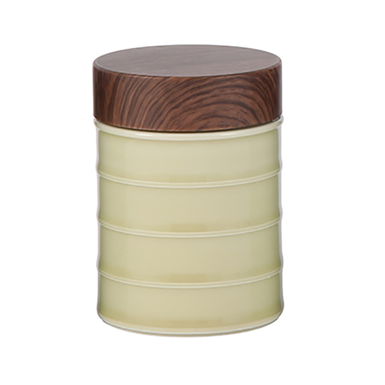 Sample Available Custom color empty fine goods home decor ceramic unique candle jars with wooden lids