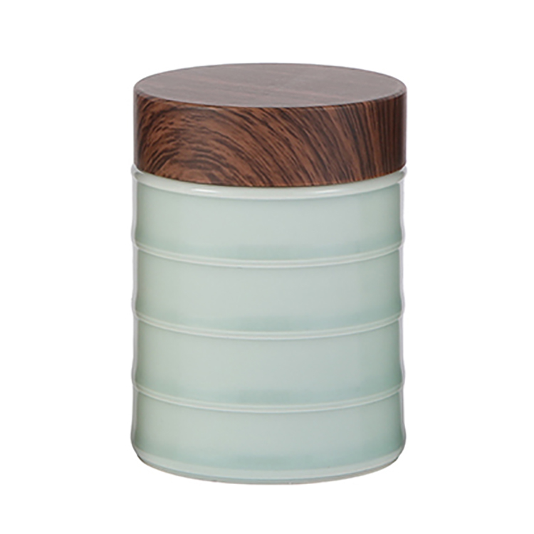 Sample Available Custom color empty fine goods home decor ceramic unique candle jars with wooden lids