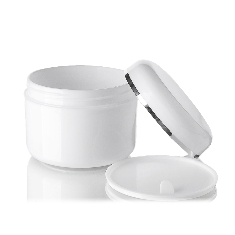 Sample Container Bottle Pot 10g 100g 250g empty white silver edge portable plastic cosmetic makeup face cream jar