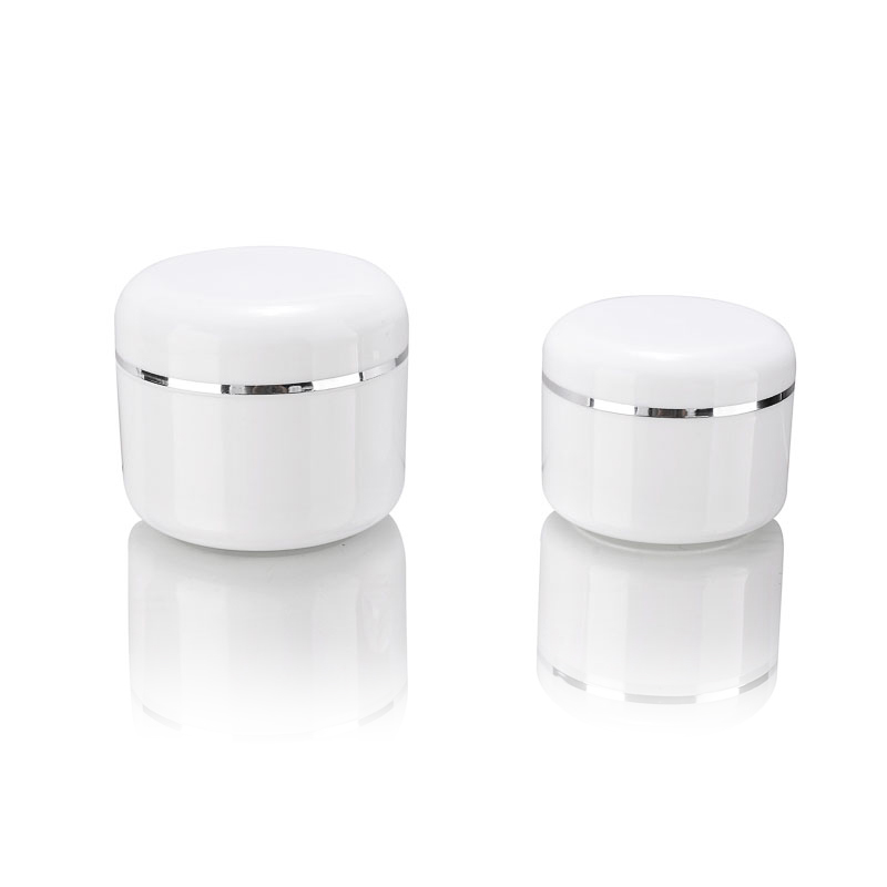 Sample Container Bottle Pot 10g 100g 250g empty white silver edge portable plastic cosmetic makeup face cream jar