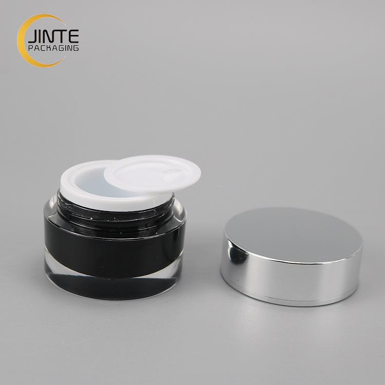 Sample Size Cosmetic Container 5g, Glossy Black Acrylic Plastic Jar for UV Nail Gel Use