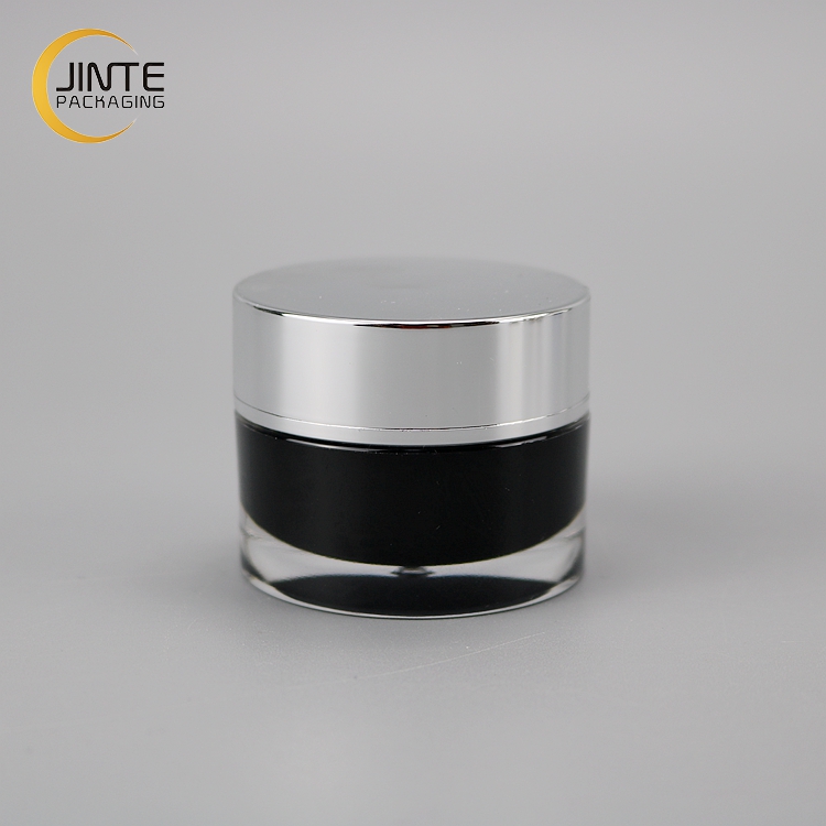Sample Size Cosmetic Container 5g, Glossy Black Acrylic Plastic Jar for UV Nail Gel Use