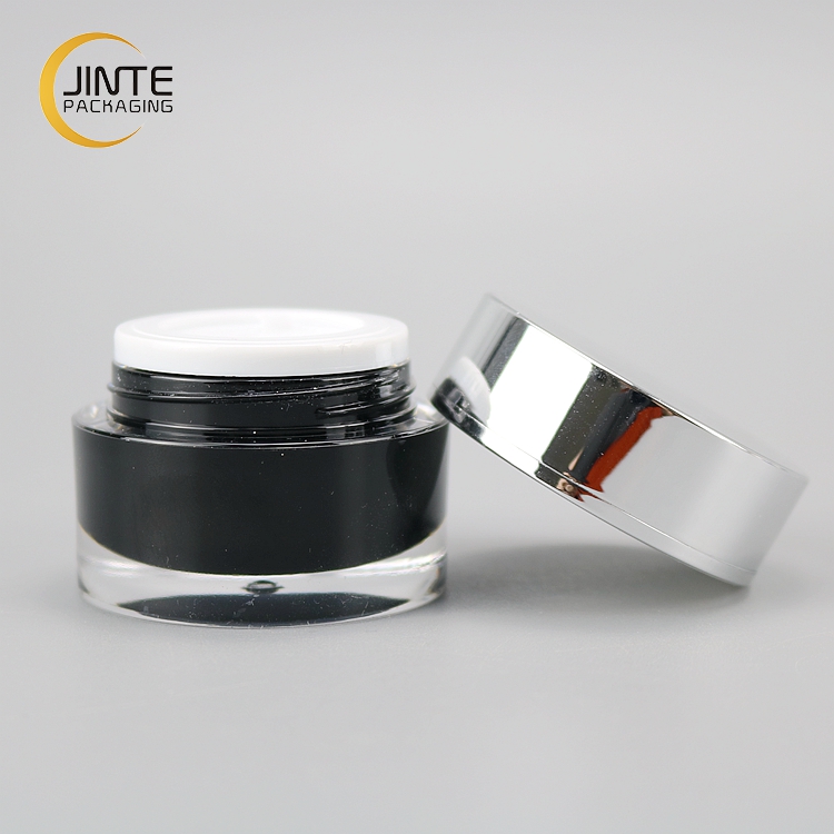 Sample Size Cosmetic Container 5g, Glossy Black Acrylic Plastic Jar for UV Nail Gel Use