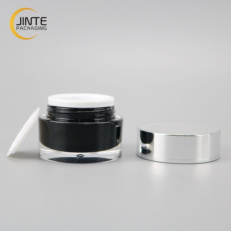 Sample Size Cosmetic Container 5g, Glossy Black Acrylic Plastic Jar for UV Nail Gel Use