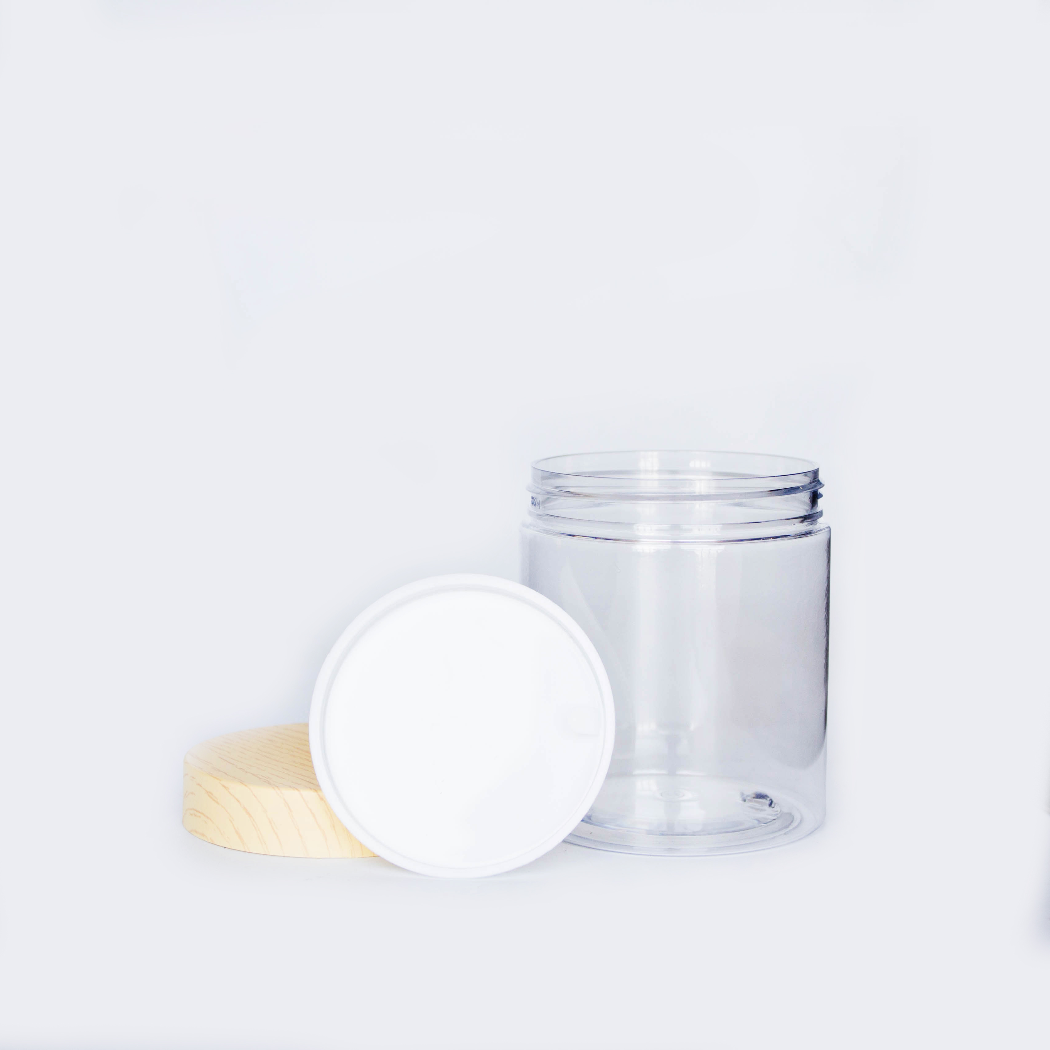 Sample available customized plastic clear 50ml 80ml 100ml 120ml 200ml cosmetic skincare packaging cream jar with bamboo cap