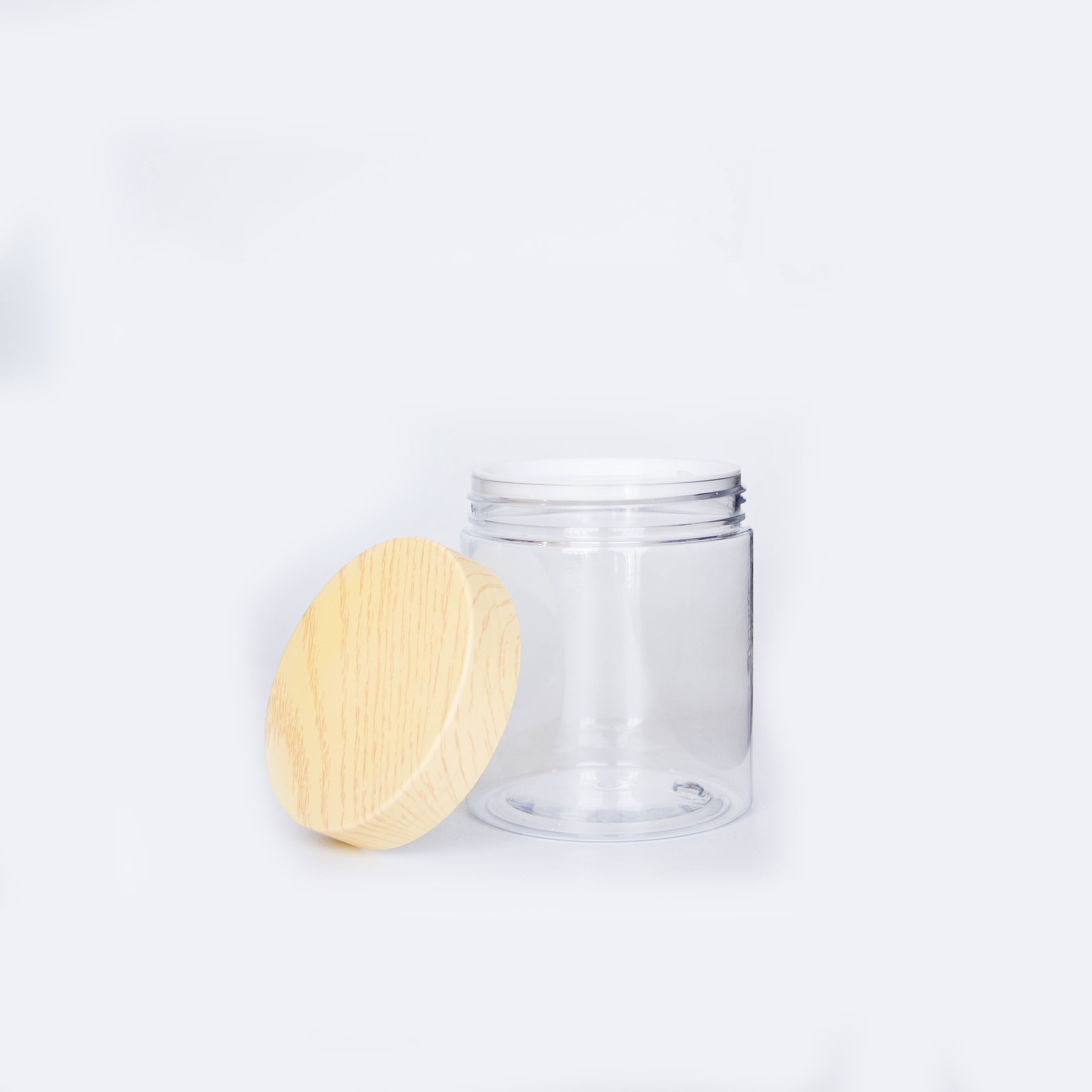 Sample available customized plastic clear 50ml 80ml 100ml 120ml 200ml cosmetic skincare packaging cream jar with bamboo cap